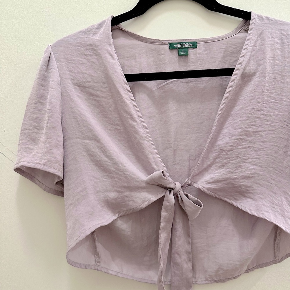 Purple silky tie top